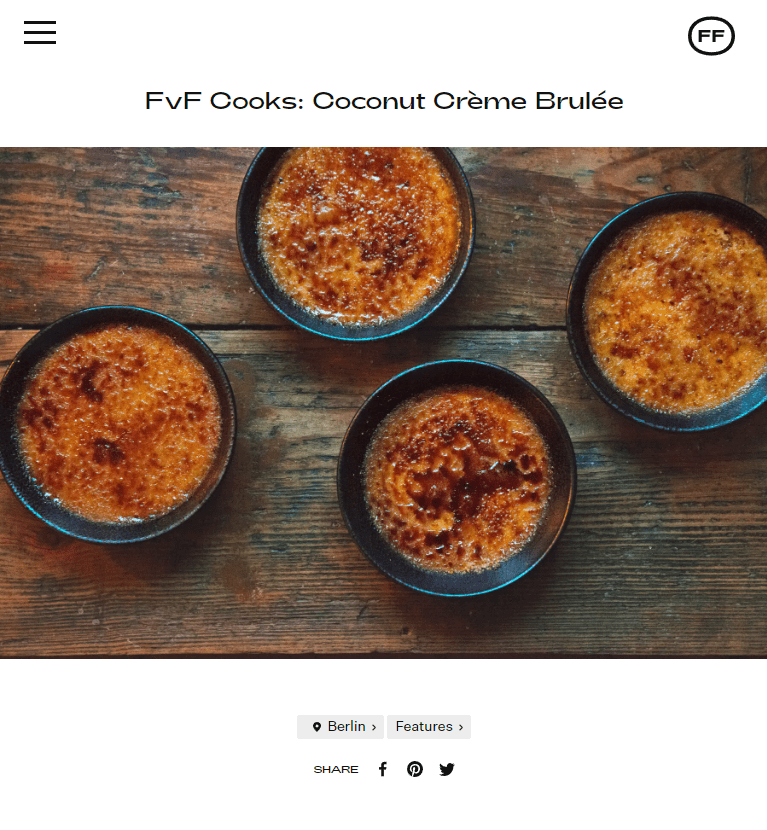 FvF Cooks: Coconut Crème Brulée